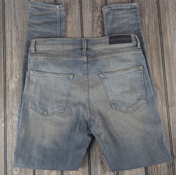 ORO Los Angeles Size 34 Denim Jeans Distressed And Stained Intentionally - Picture 3 of 14
